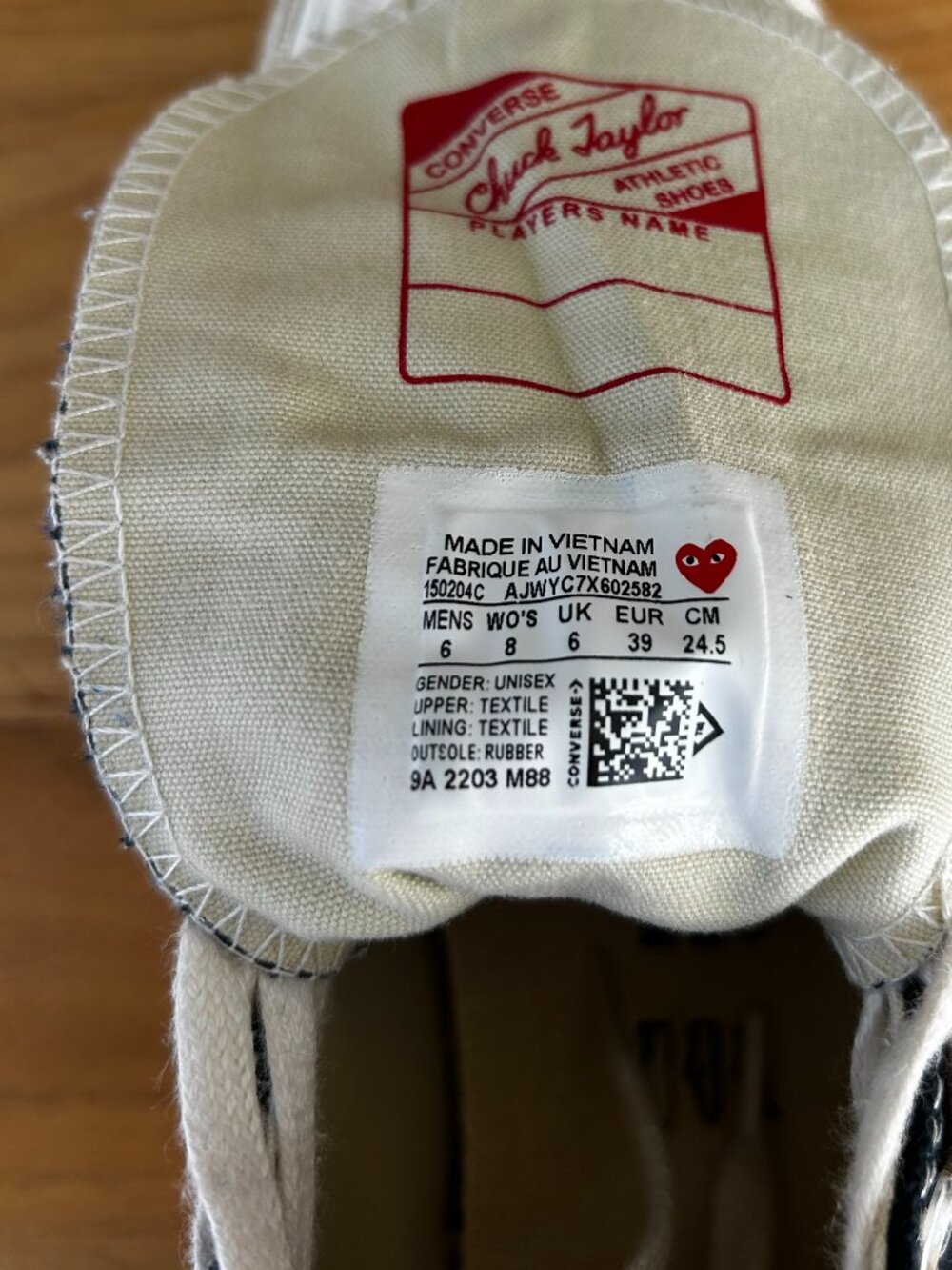 Comme Des Garcons PLAY x Converse Unisex Chuck Taylor High Top Sneakers - Picture 7 of 9